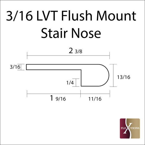  Stainable Flexible 3/16 LVT Flush Mount Stair Nose