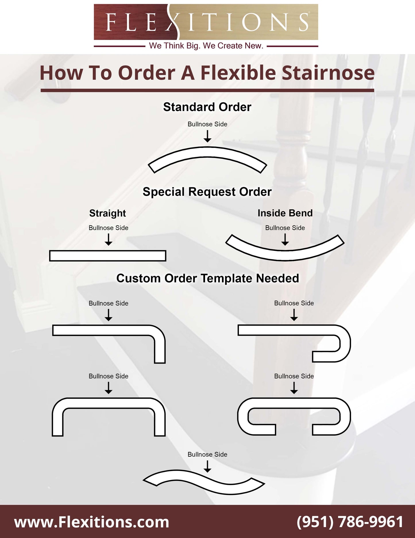 How to order a Stainable Flexible Flush Stair Nose 1/2" 