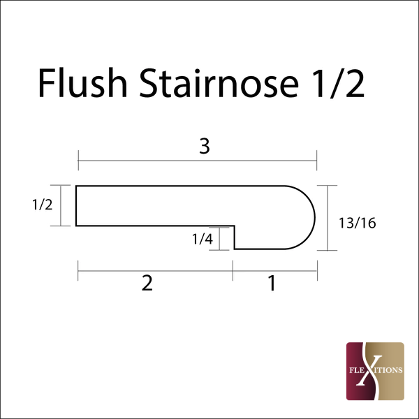 Flexible Stainable Flush Stair Nose 1/2" for Rounded or Curved steps