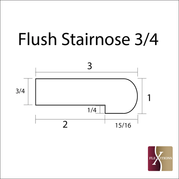 Stainable Flexible Flush Stair Nose 3/4" For Rounded or Curved Steps